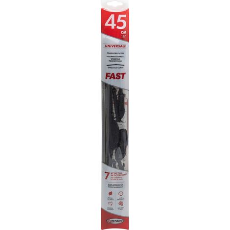 Spazzola tergicristallo singola Fast 45 cm - 18", per spazzole tradizionali e curve, massima aderenza e resistenza (1/4)