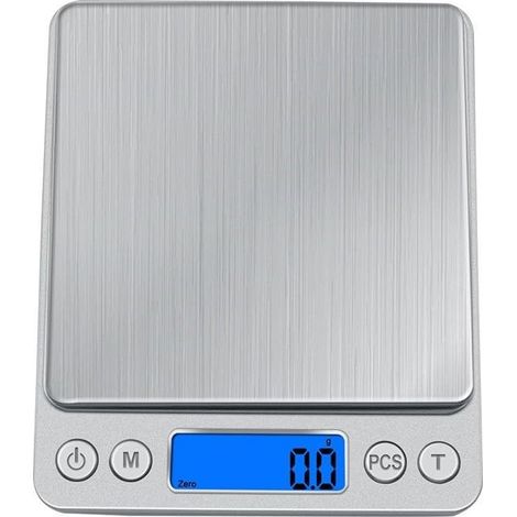 Balance de cuisine numérique, petite et portable, avec rétroéclairage LED, pour aliments, café (portée 0,01-3000 g)-AquaForge (1/5)