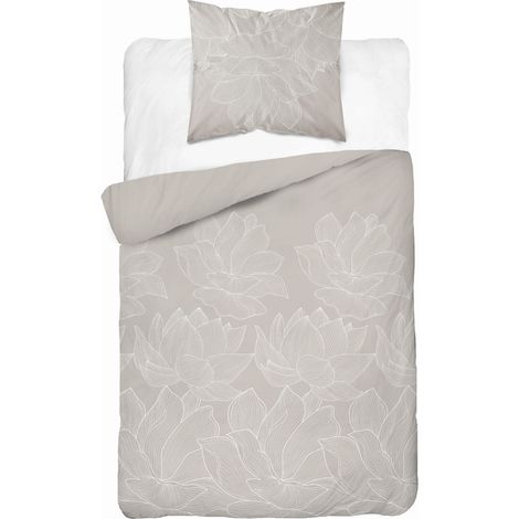Satin Bettwäsche 140x200 Blumen Beige (1/2)