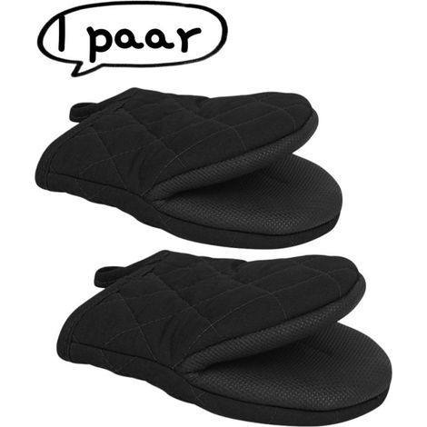 Paire de gants de cuisine antidérapants résistants à la chaleur couleur noire (1/5)