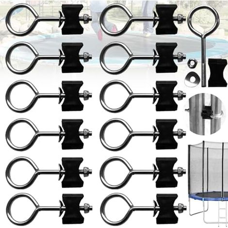 Lot de 12 vis pour trampoline, outil stabilité, remplacement poteaux filet sécurité tapis élastique, fixations appropriées -