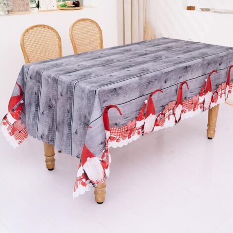 Décoration de nappe de Noël, 1 PC 180 x 144 cm Couverture de nappe rectangulaire réutilisable de Noël, pour la fête de banquet Cuisine Salle à manger Décoration de Noël Décoration d'intérieur (1/5)
