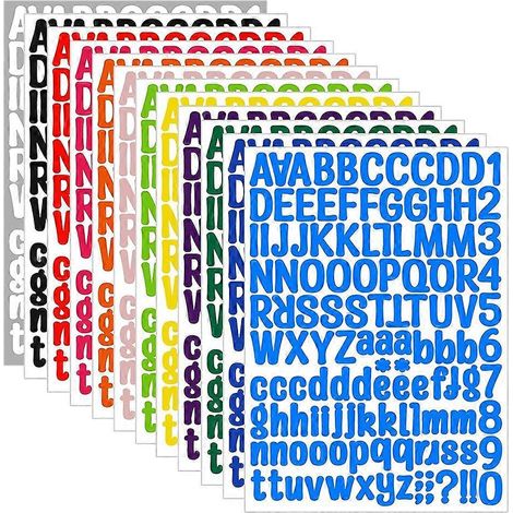 Vinyl-Buchstabenaufkleber – 1512 mehrfarbige Alphabet-Aufkleber für Scrapbooking, Briefkastennummern, 2,5 cm hoch, 12 Bögen (1/5)