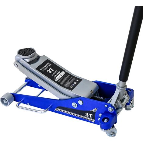 Gato hidráulico de suelo 3 T de aluminio y acero azul plata con doble bomba (1/5)