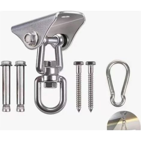 Crochets de plafond robustes – Kit de suspension rotatif à 360° en acier inoxydable, adapté aux hamacs, chaises suspendues, sacs de sable, balançoires et yoga aérien. (1/5)