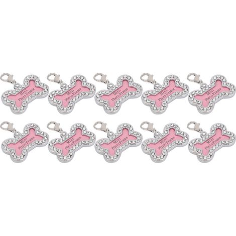Set mit 10 personalisierten Identifikationsmarken für Hunde und Katzen, verlustsicher, mit Beschriftung, aus Edelstahl, zum Umhängen um den Hals. (1/5)