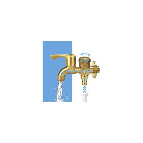 Robinet Double 1/2" Robinet de jardin laiton Robinet Extérieur Jardin Anti-Gel Robinet à Double Sortie Robinet Machine à Laver robinet d'écoulement à double boule Pour Jardin, Machine à Laver