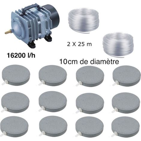 Set aération bassin de jardin 12 disques 10 cm de 30000 à 50000 litres (1/5)