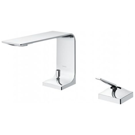 Mitigeur monobloc à levier unique avec 2 trous, chromé, hauteur moyenne de 114 mm, avec long bec
