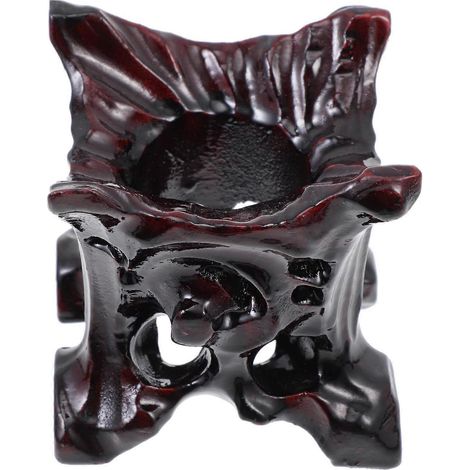 Socle en bois sculpté foncé compatible avec présentoir à boule de cristal (1 pièce) (1/5)