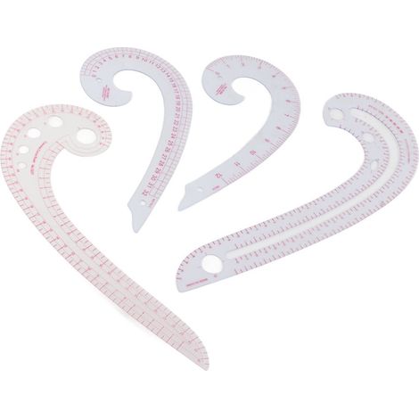 Lot de 4 règles courbes multifonctions pour couture, découpe, dessin et patronage en couture (1/5)