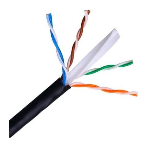 AISENS A135-0263 - Câble réseau extérieur étanche RJ45 (rigide AWG24, bobine d'installation de 100 m, résistant aux UV) Couleur noire