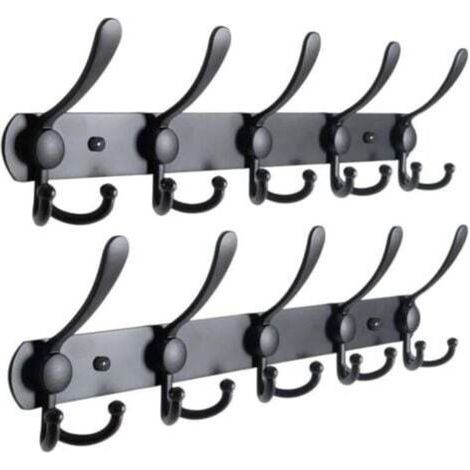 (15 Crochets, 2 Packs)Patères Murales, Porte Manteau Mural, Patères Portemanteaux, Porte Manteau Murale en Acier Inoxydable, Porte Manteau, Crochet Mural Noir (1/4)