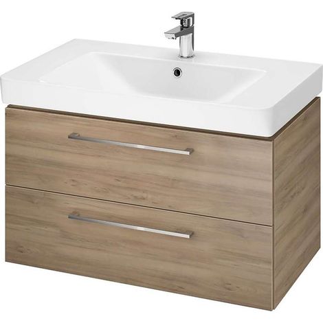 Cersanit Lara - Waschtisch mit Unterschrank, 45x79x45 cm, 2 Schubladen, Walnuss S801-339-DSM
