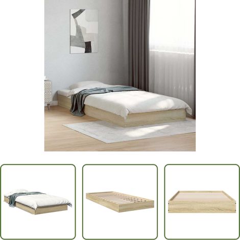 Cadre de lit chêne -  Cadre de lit sans matelas chêne sonoma 75x190 cm (1/5)