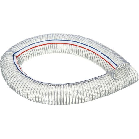 2-1/2" / 64mm ID Tuyau Renforcé Avec Fil 1 Mètre, Tuyau D'Aspiration En PVC Vinyle Résistant Aux Produits Chimiques Avec Spirale En Fil D'Acier, Transparent (1/5)