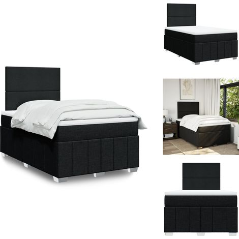 Sommier à lattes de lit avec matelas noir 120x190 cm tissu - Sommier À Lattes De Lit - Sommiers À Lattes De Lit - Lit - Meuble De Chambre À Coucher (1/5)