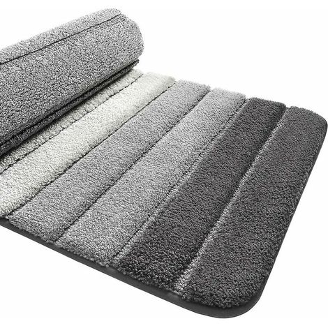 Tapis de Bain Antiderapant,Extra Doux Tapis Salle Bain,Lavable en Machine,Absorbant l'eau,40 x 60 cm,Gris (1/5)