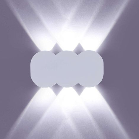Luminaire mural LED 6W rectangulaire moderne, spot double faisceau haut-bas, lumière blanche froide 6000K, applique en aluminium blanc pour intérieur, éclairage décoratif économique. (1/5)