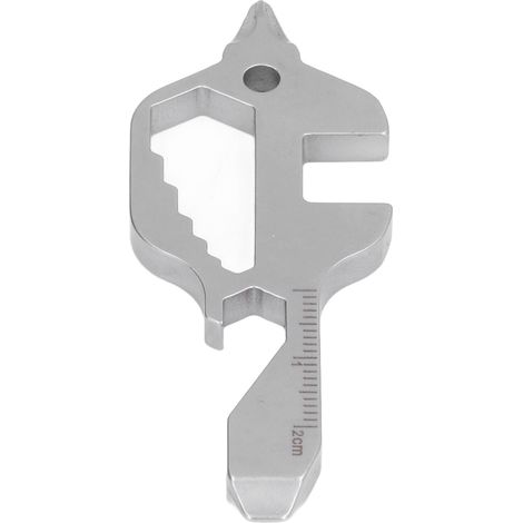 Multitool in Fischform aus Edelstahl, Outdoor-Schlüsselanhänger mit Flaschenöffner, Schraubenschlüssel und Lineal, grau (1/5)