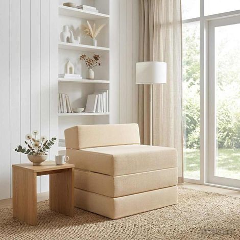 vidaXL Canapé-lit pliable Crème 200 x 70 x 15 cm