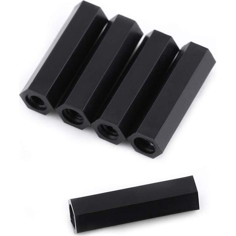 Lot 100 entretoises hexagonales – PA66 noir – M3 femelle x M3 femelle – longueur 25 mm (1/3)