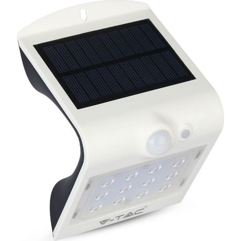 Lámpara LED solar V-TAC de 1,5 W y 150 lm/W con batería y sensor PIR, color blanco natural, IP65
