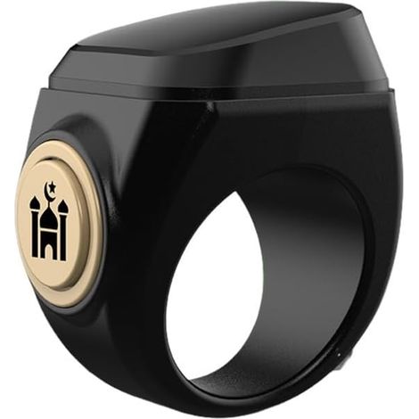 Bague de comptage numérique, compteur Tasbih électronique rechargeable étanche avec batterie de 40 mAh, 3 tailles pour pratique de prière Zikr et musulmane (20 mm, noir) (1/5)