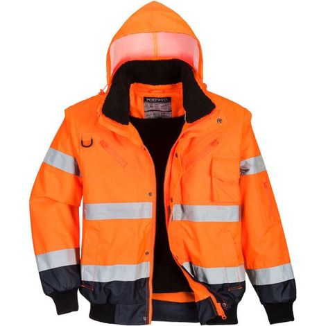 Bomberjacke 3-in-1 Hochsichtbarkeit Zweifarbig Orange/Marine S (1/2)