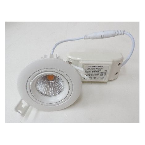 Plafonnier encastré LED 9W Ø 86.5mm blanc orientable COB chaud 2700K 750lm IRC95 avec driver 230V downlight 40° IP20 LUNA (1/3)