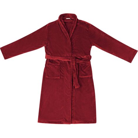 Robe de bain sans capuche Rouge Bordeaux l Flanelle