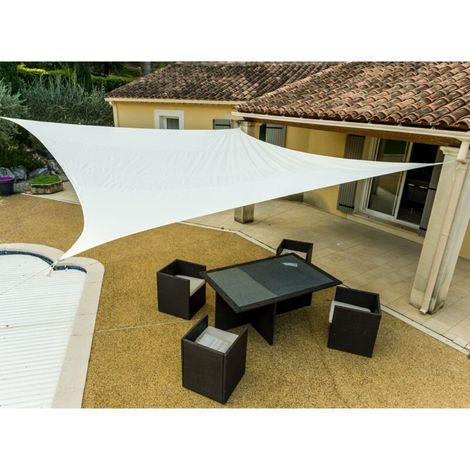 Sonnensegel cremefarben, 3 x 4 m – UV-beständiges Polyethylengewebe – Verstärkte Ecken mit verchromten Stahlringen – Effektiver UV-Schutz – PRO 3 X