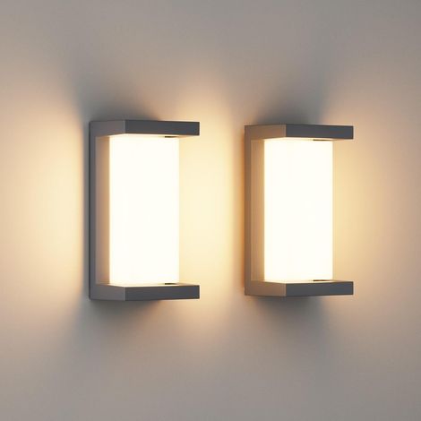 Applique murale d'extérieur LED 18 W (2 pièces), 3000 K, étanche IP65, rectangulaire et moderne, idéale pour l'intérieur, l'extérieur, le jardin et autres espaces. Noire [Classe énergétique A]