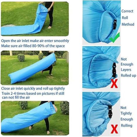 Canapé gonflable chaise longue 200x70x50cm – Imperméable et anti-fuites – Supporte jusqu'à 200kg – Pour camping et extérieur – Outhwaite