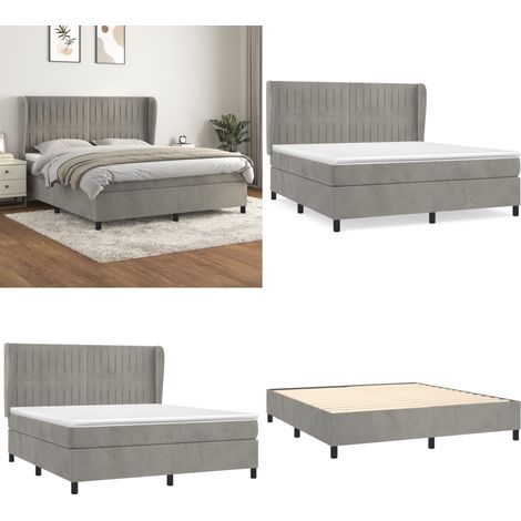 Boxspringbett mit Matratze Hellgrau 160x200 cm Samt - Samtbett - Boxspringbett - Doppelbett - Schlafzimmermöbel - Luxusbett - Home & Living