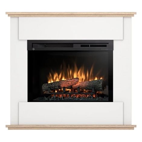 Caminetto Elettrico da pavimento A Libera Installazione A LED 26' Bianco opaco - Rovere chiaro -FONTE (1/5)