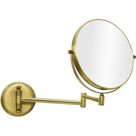 Miroir Grossissant x10 Mural Doré Miroir Extensible Salle de Bain Rotation à 360 ° Double Face,Diamètre 20cm (1/5)