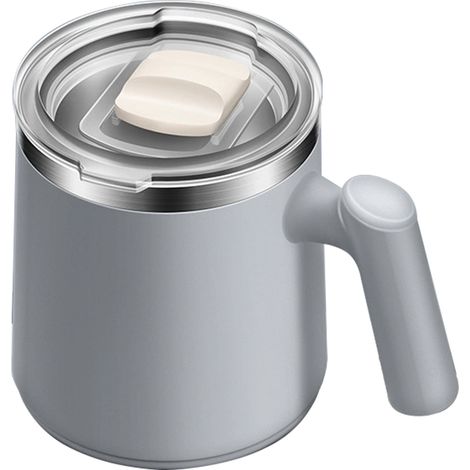 Tazza da viaggio in acciaio inox, tazza da tè portatile per ufficio, borraccia termica a doppia parete, antiscottatura, ideale per campeggio e attività all'aperto, colore grigio. (1/5)