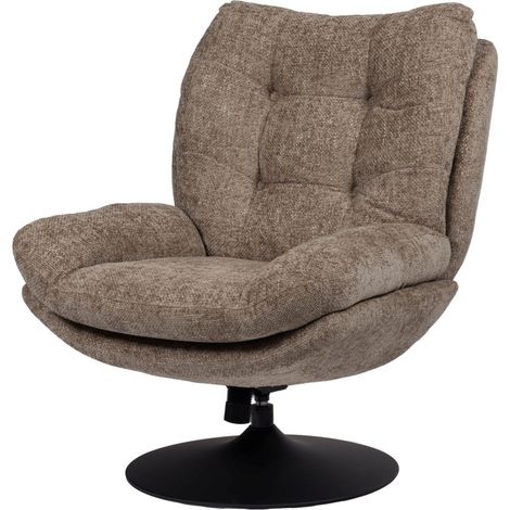 Fauteuil Magnum taupe – Piètement métal noir – Confort rembourré – Dimensions 100x78cm – Pour salon, chambre, bureau – Amadeus (1/3)