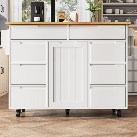 meuble rangement table mobile pliante 8 tiroirs blanc OKMYHOME (1/5)