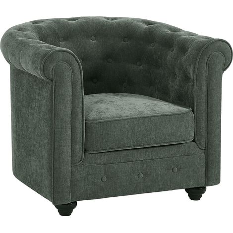 Poltrona in tessuto verde CHESTERFIELD (1/4)