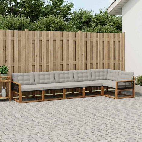 vidaXL Outdoor-Sofagarnitur mit Kissen 6 pcs Natürlich und Hellgrau (1/5)