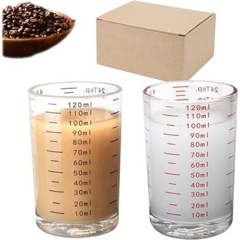 2 Pièces Verre doseur avec graduation précise, 4OZ/120ML Verre Gradué avec Balance, 120ML Petit Verre Doseur, Mini Verre Mesureur avec Balance, pour Cuisine Bar Vodka Cocktail Tequila (1/5)