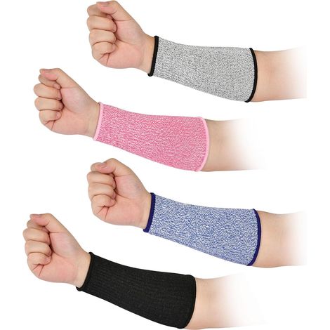 Protections d'avant-bras, Anti-coupures Niveau 5 de Protection, Manchon Résistant, Coupures Bandage d'avant-bras Tricoté Adapté, pour Jardinage Cuisine Soudage Travail de Sculpture,4 pièces (1/5)