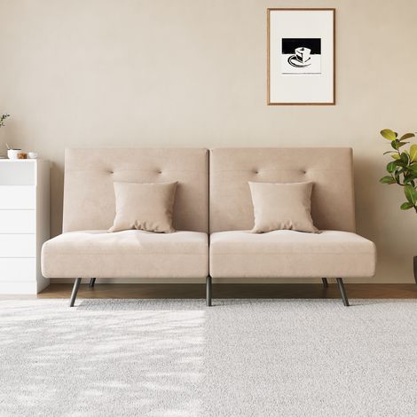 SIRHONA Canapé convertible droit 3 places Réglage du dossier Velours kaki Style Moderne pour Salon Appartement Pieds en métal 180 x 89 x 78cm (1/5)
