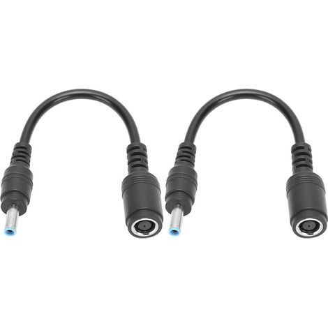 Adattatore di alimentazione nero da femmina a maschio (2 unità) per computer HP/Dell – da dritto ad ad angolo retto, da 7,4 × 5,0 mm a 4,5 × 3,0 mm
