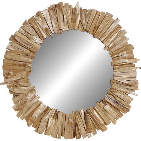 Espejo Abeto Cristal 60X4X60 Rustico Natural