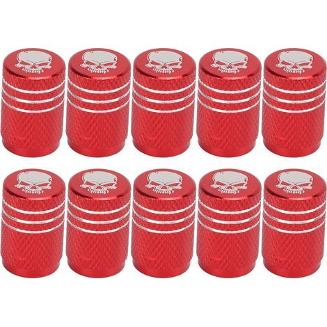 BAFOVY Skull Match Pney Valve Capes de Tige de Tige Ajustement Universel pour les Voitures VUS Bikes Tamis Motos avec Matériau en Alliage de Zinc pour Prévention des Fuites (rouge).. (1/5)
