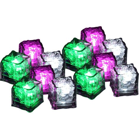 12 glaçons LED à induction liquide, style romantique, étanches, en plastique, composants électroniques, glaçons lumineux clignotants (1/5)