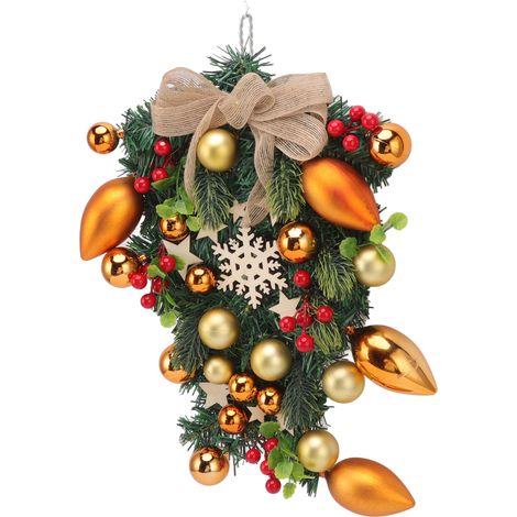 Exquisiter und wiederverwendbarer handgefertigter Weihnachtskranz, Weihnachtsanhänger, Türkranz für Kamin oder Fenster (1/5)